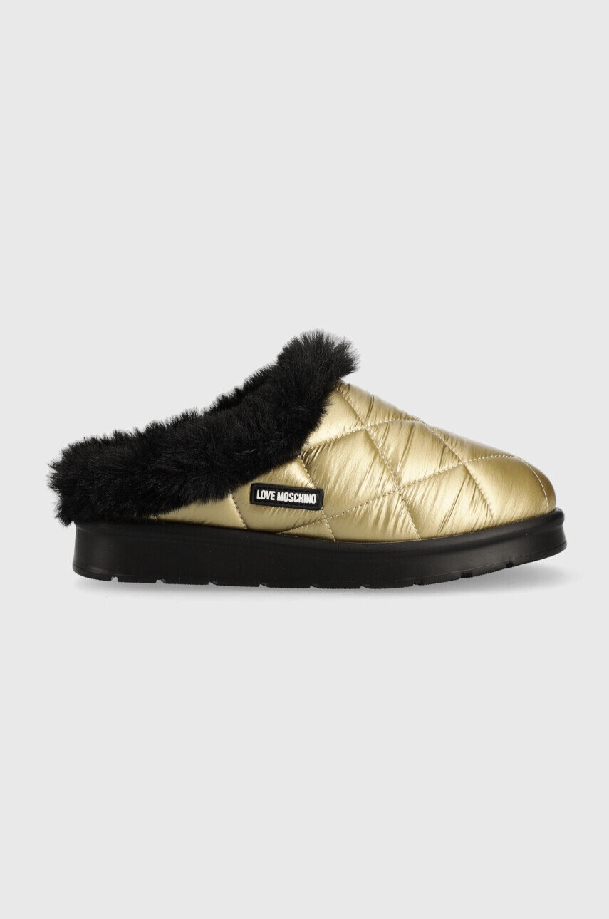 Love Moschino Пантофи в златисто - Pepit.bg