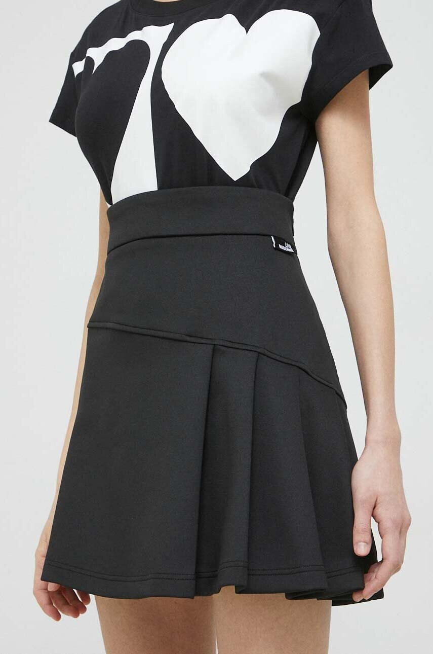 Love Moschino Пола в черно къс модел разкроен модел - Pepit.bg