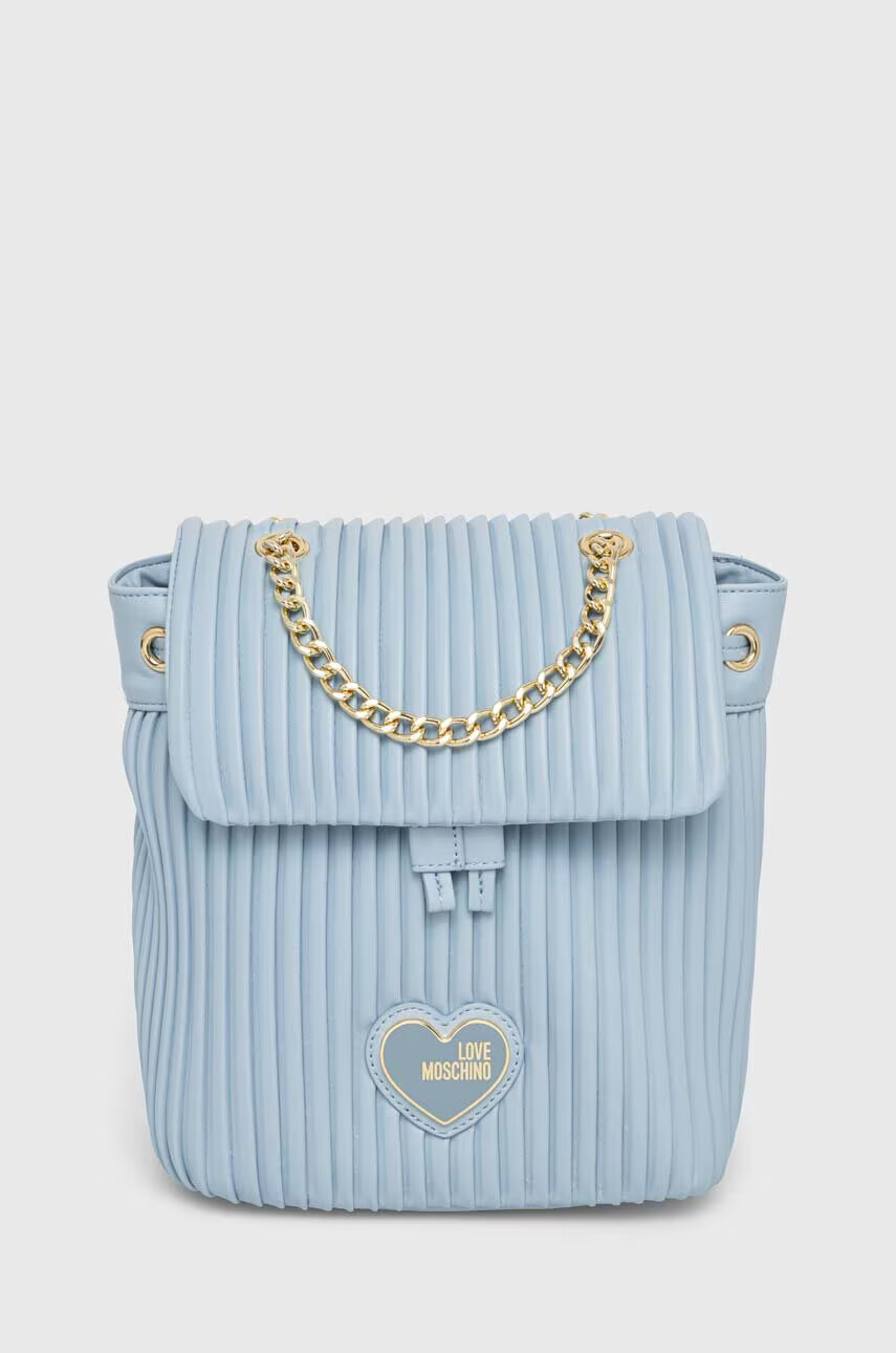 Love Moschino Раница в синьо малък размер с апликация - Pepit.bg
