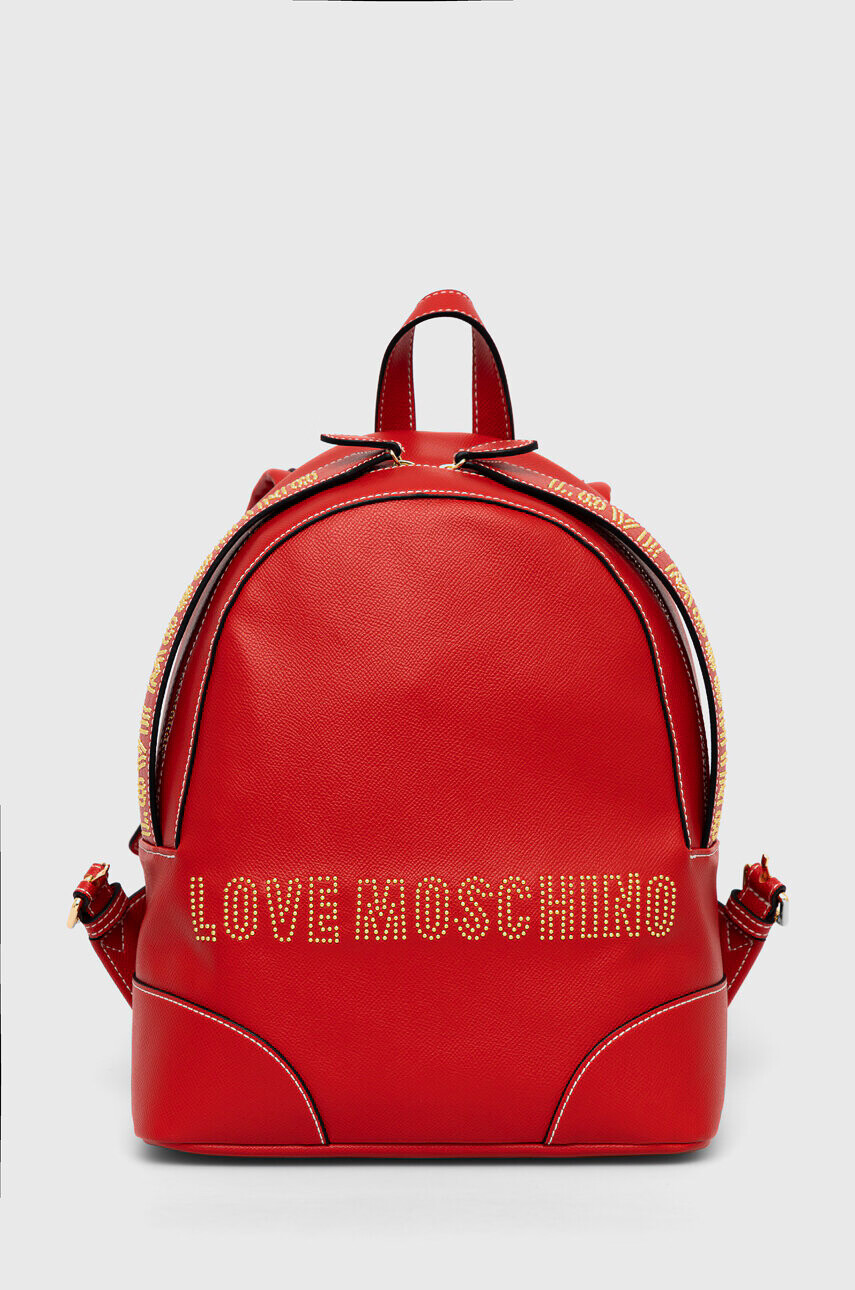 Love Moschino Раница в червено малък размер с апликация - Pepit.bg