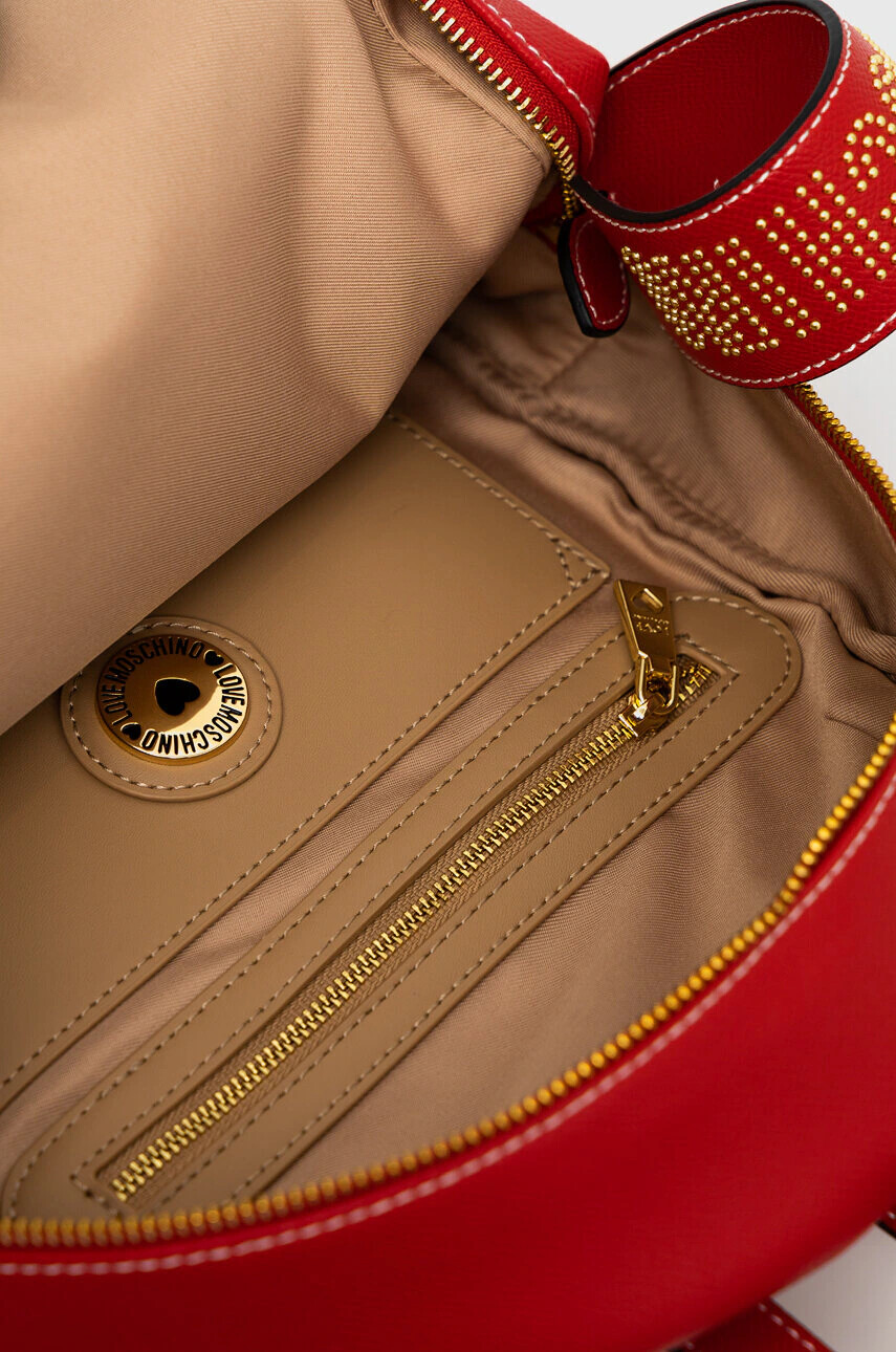 Love Moschino Раница в червено малък размер с апликация - Pepit.bg