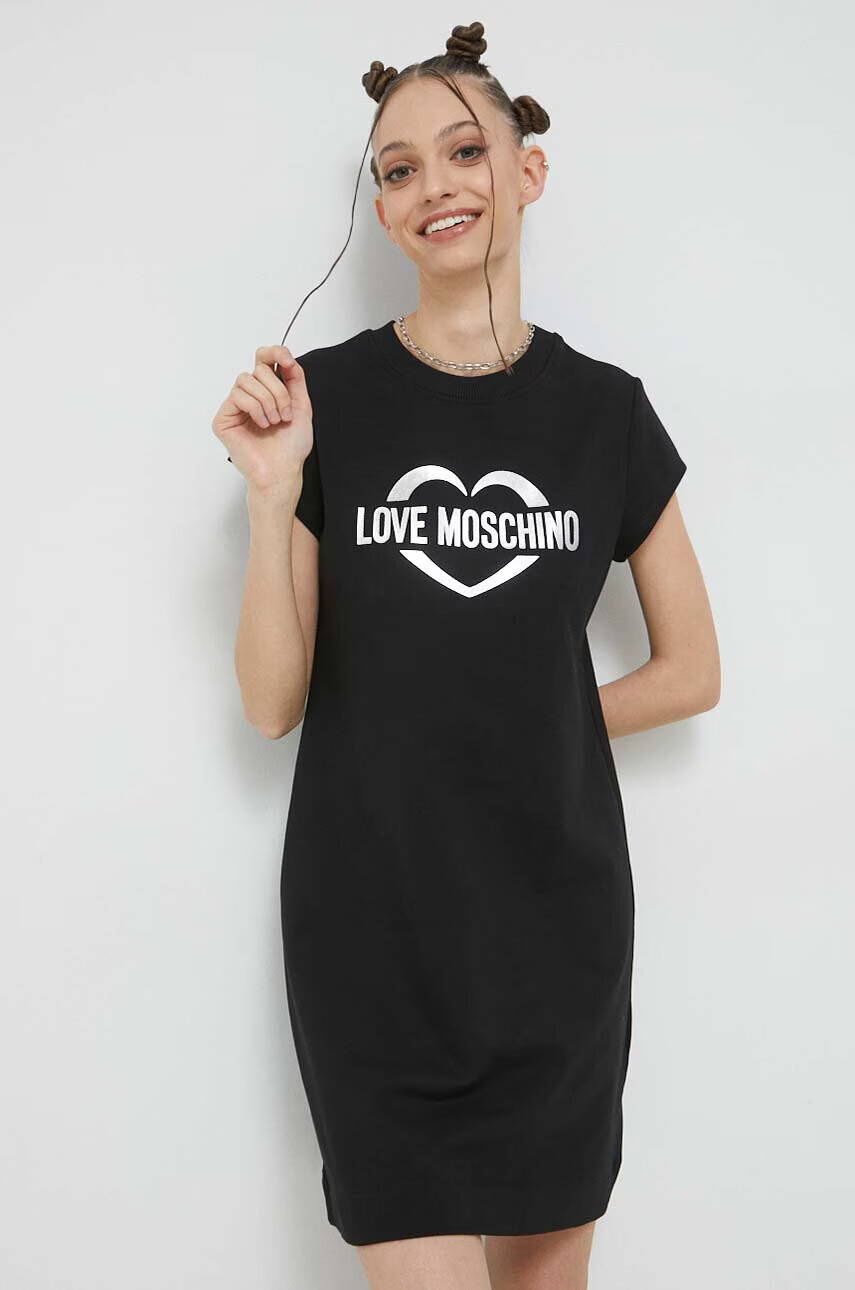 Love Moschino Рокля в черно къс модел със стандартна кройка - Pepit.bg