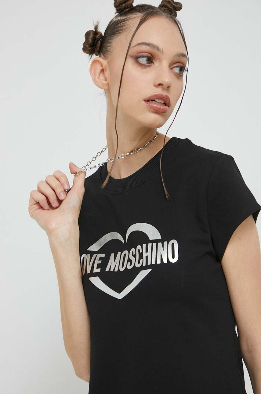 Love Moschino Рокля в черно къс модел със стандартна кройка - Pepit.bg