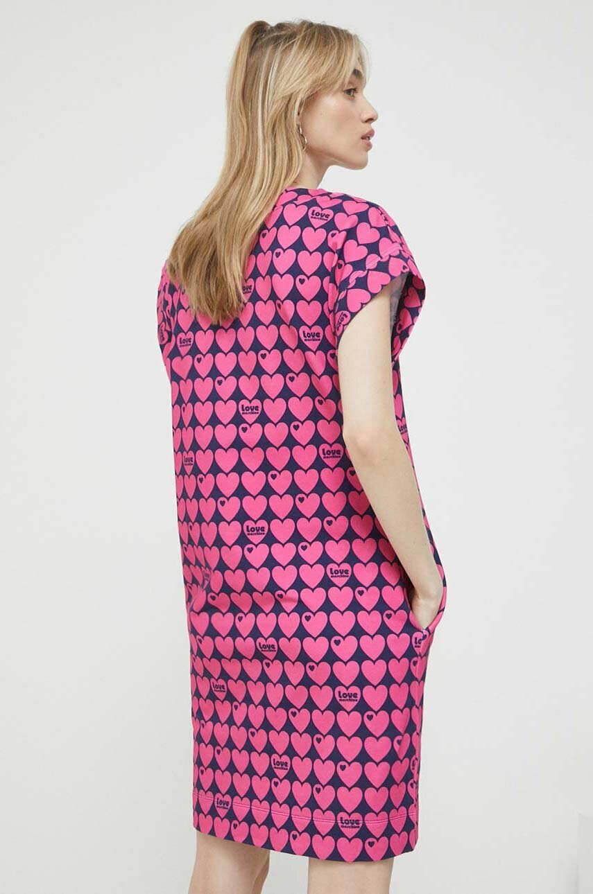 Love Moschino Рокля в розово къс модел с уголемена кройка - Pepit.bg
