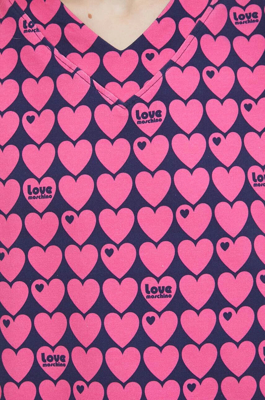 Love Moschino Рокля в розово къс модел с уголемена кройка - Pepit.bg