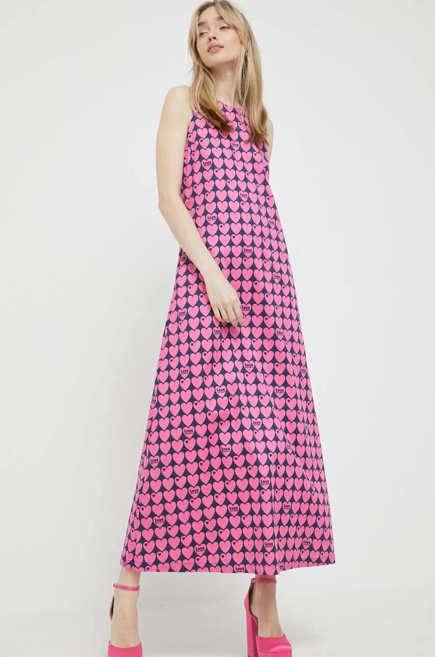 Love Moschino Рокля в розово дълъг модел разкроен модел - Pepit.bg