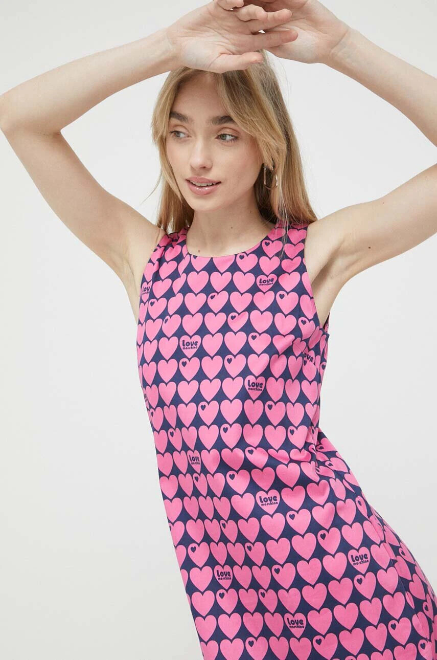 Love Moschino Рокля в розово дълъг модел разкроен модел - Pepit.bg