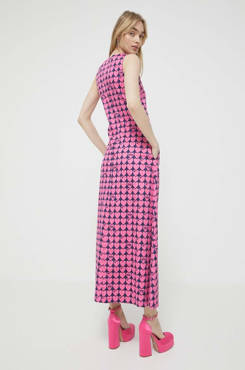 Love Moschino Рокля в розово дълъг модел разкроен модел - Pepit.bg