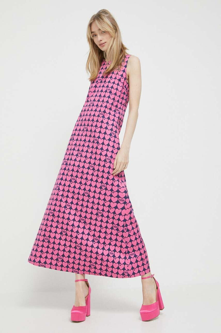 Love Moschino Рокля в розово дълъг модел разкроен модел - Pepit.bg