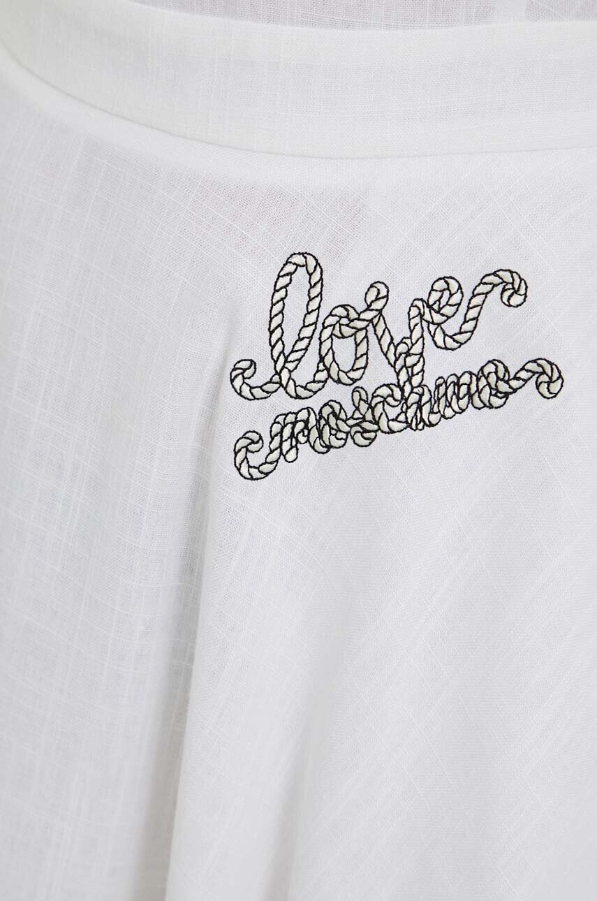 Love Moschino Рокля с лен в бяло къс модел разкроен модел - Pepit.bg