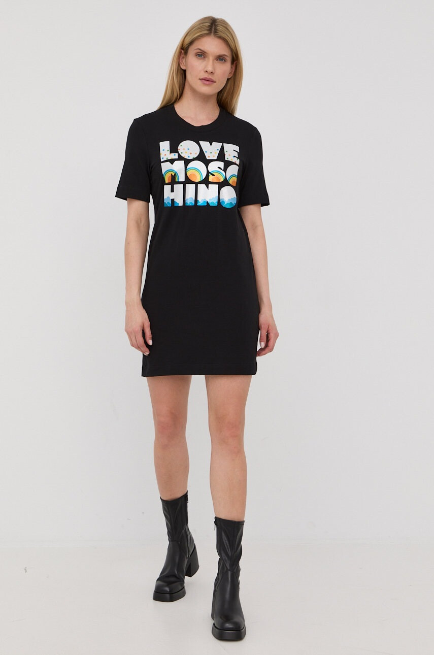 Love Moschino Рокля в черно къс модел със стандартна кройка - Pepit.bg