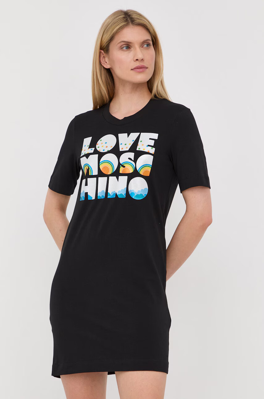 Love Moschino Рокля в черно къс модел със стандартна кройка - Pepit.bg