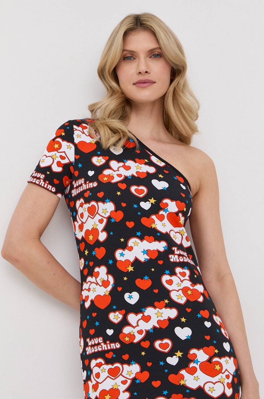 Love Moschino Рокля в черно къс модел със стандартна кройка - Pepit.bg