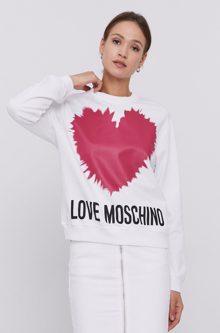 Love Moschino Суичър дамска в черно с апликация - Pepit.bg