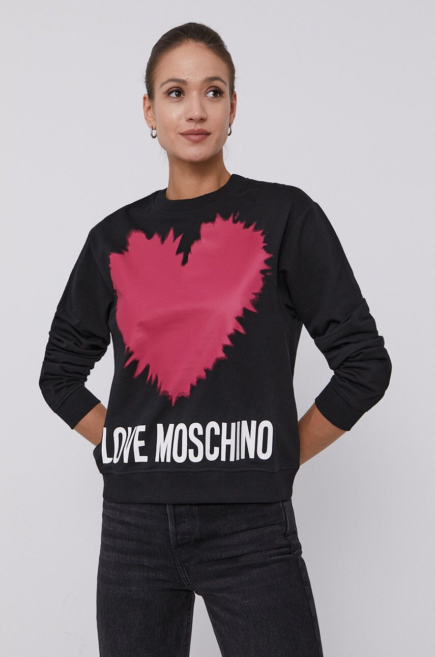 Love Moschino Суичър в черно с принт - Pepit.bg