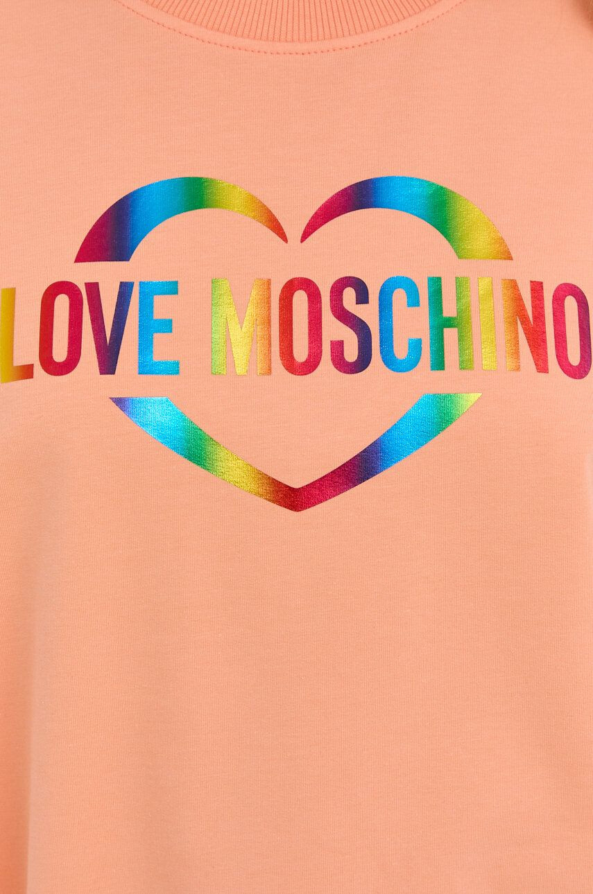 Love Moschino Суичър дамски в оранжево - Pepit.bg