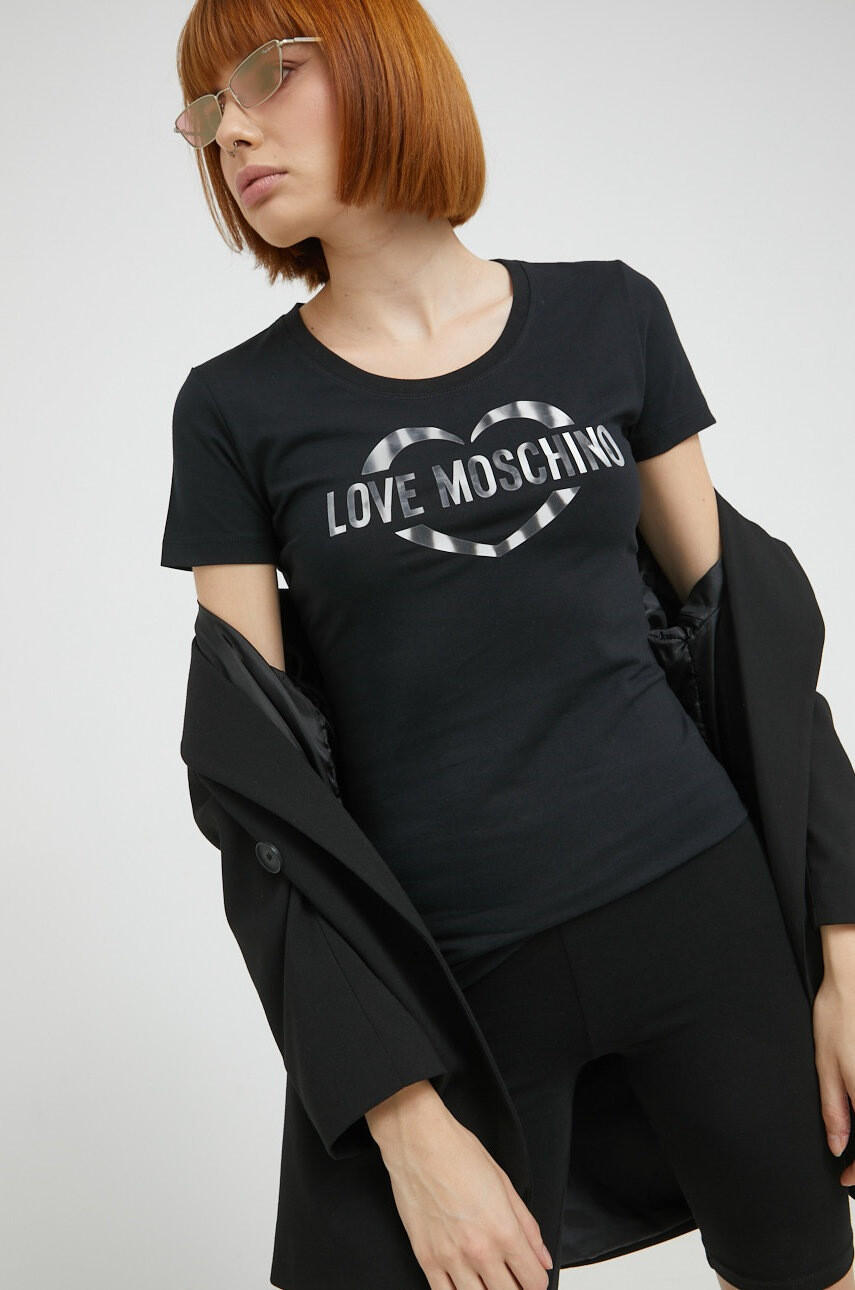 Love Moschino Тениска в черно - Pepit.bg