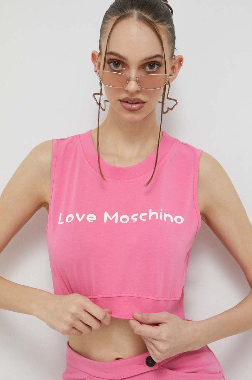 Love Moschino Топ дамски в розово - Pepit.bg