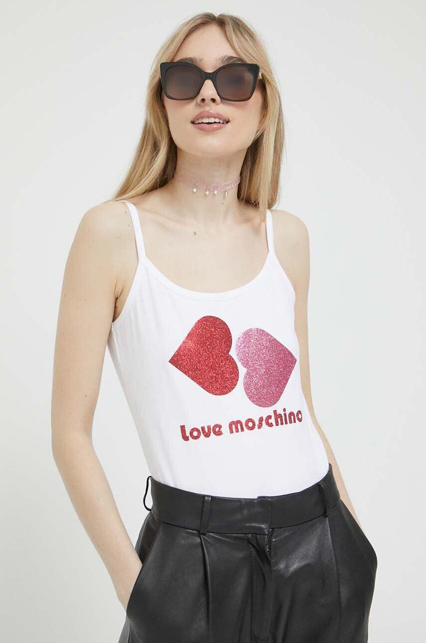 Love Moschino Топ дамски в бяло - Pepit.bg