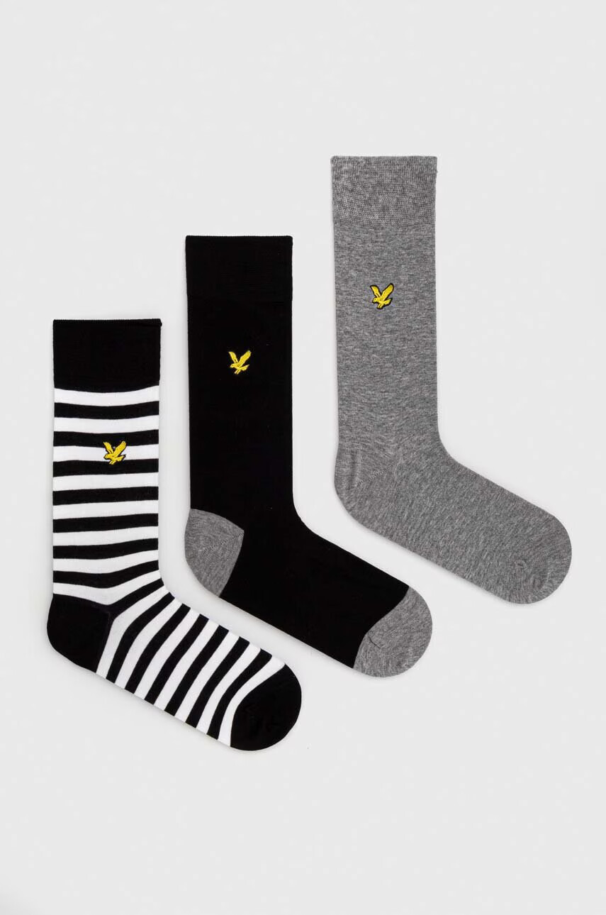 Lyle & Scott Чорапи (3 броя) в черно - Pepit.bg