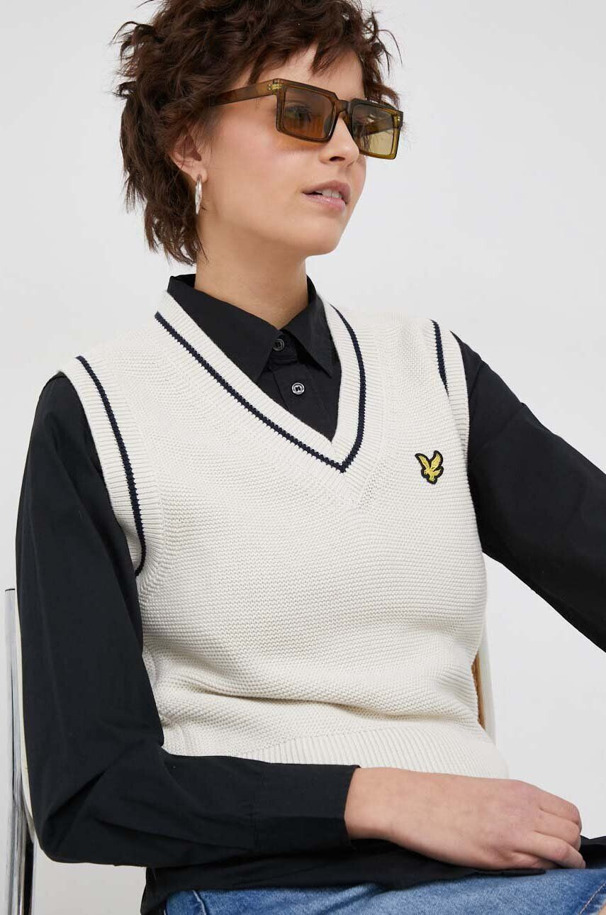 Lyle & Scott Памучен елек в бежово - Pepit.bg