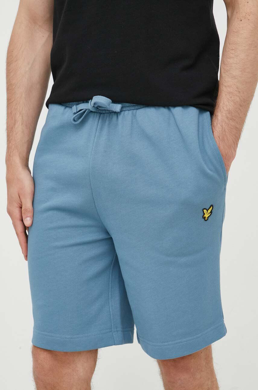 Lyle & Scott Памучен къс панталон в червено с изчистен дизайн с висока талия - Pepit.bg