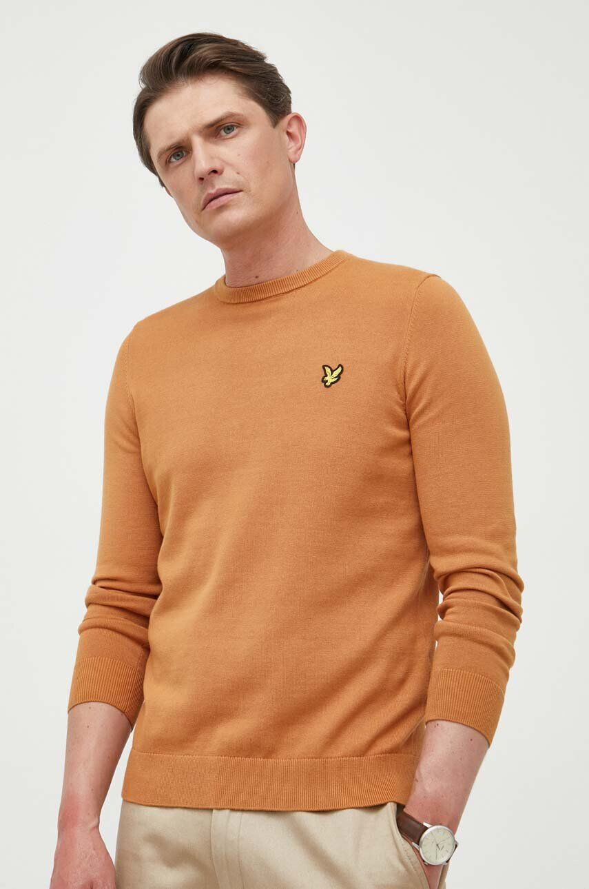 Lyle & Scott Памучен пуловер в кафяво от лека материя - Pepit.bg