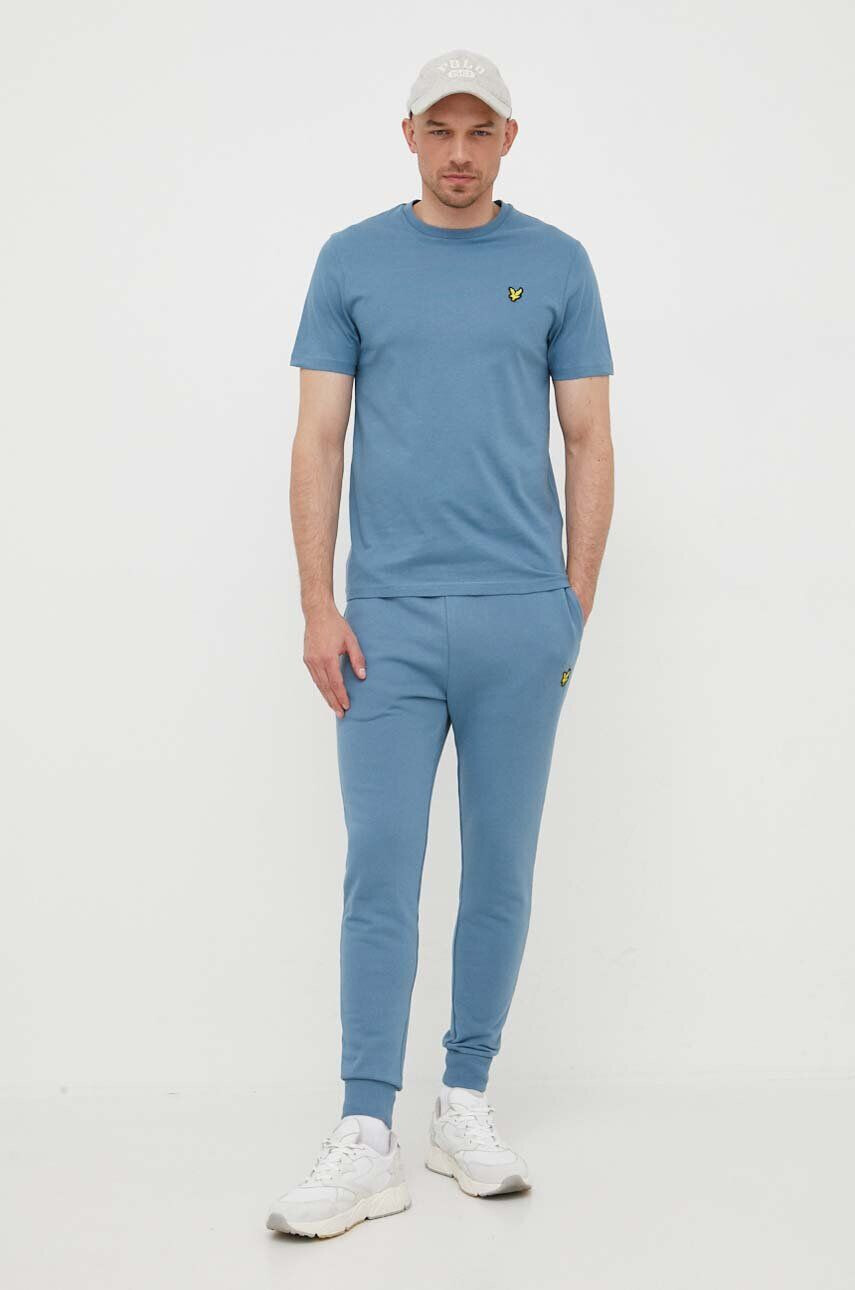 Lyle & Scott Памучен спортен панталон в черно с изчистен дизайн - Pepit.bg