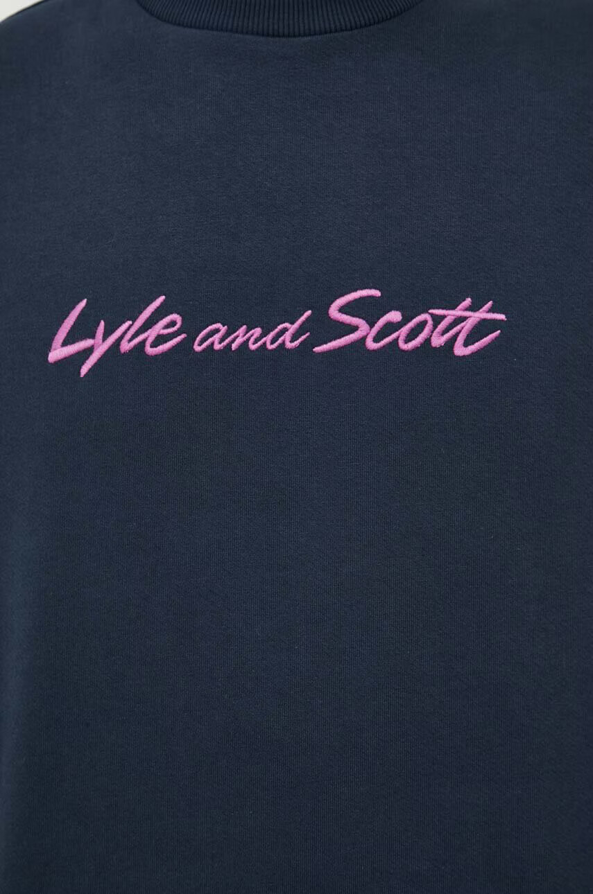 Lyle & Scott Памучен суичър в тъмносиньо с апликация - Pepit.bg