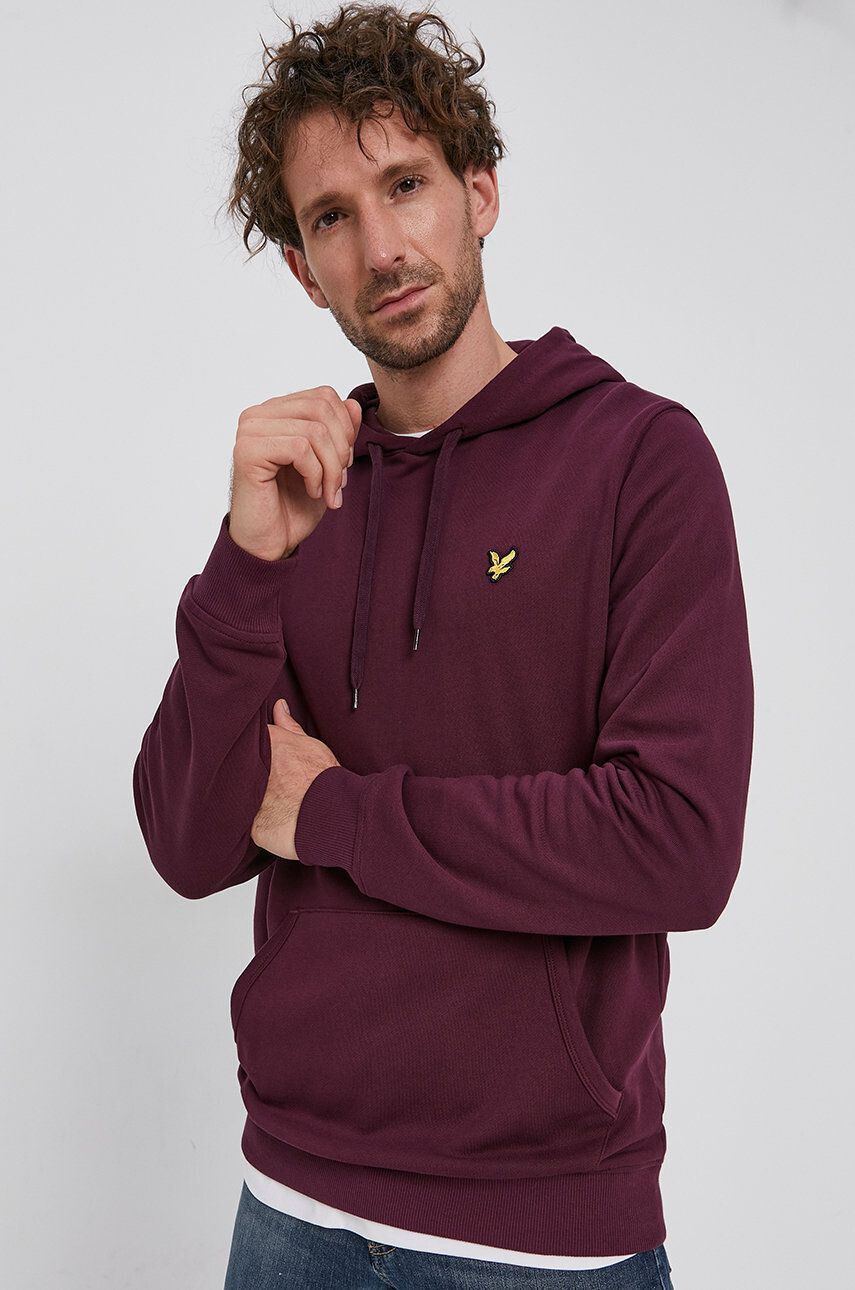 Lyle & Scott Памучен суичър мъжки в лилаво с изчистен дизайн - Pepit.bg