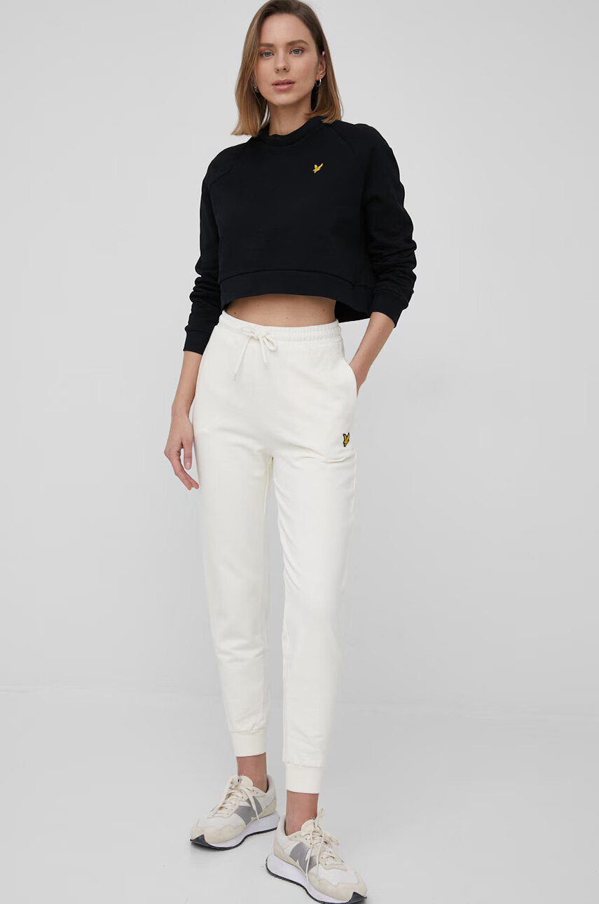 Lyle & Scott Памучен суичър дамска в черно с изчистен дизайн - Pepit.bg