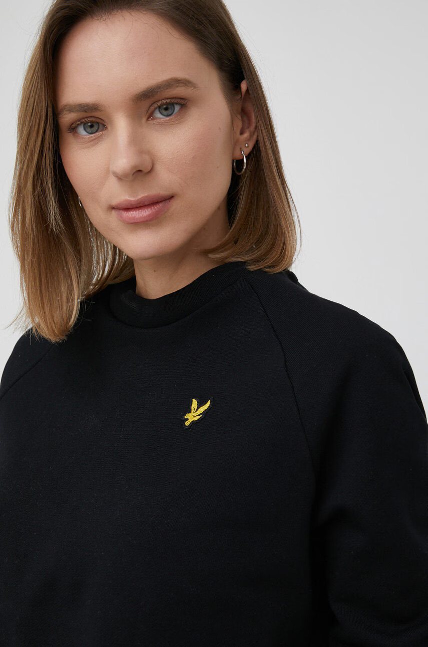 Lyle & Scott Памучен суичър дамска в черно с изчистен дизайн - Pepit.bg