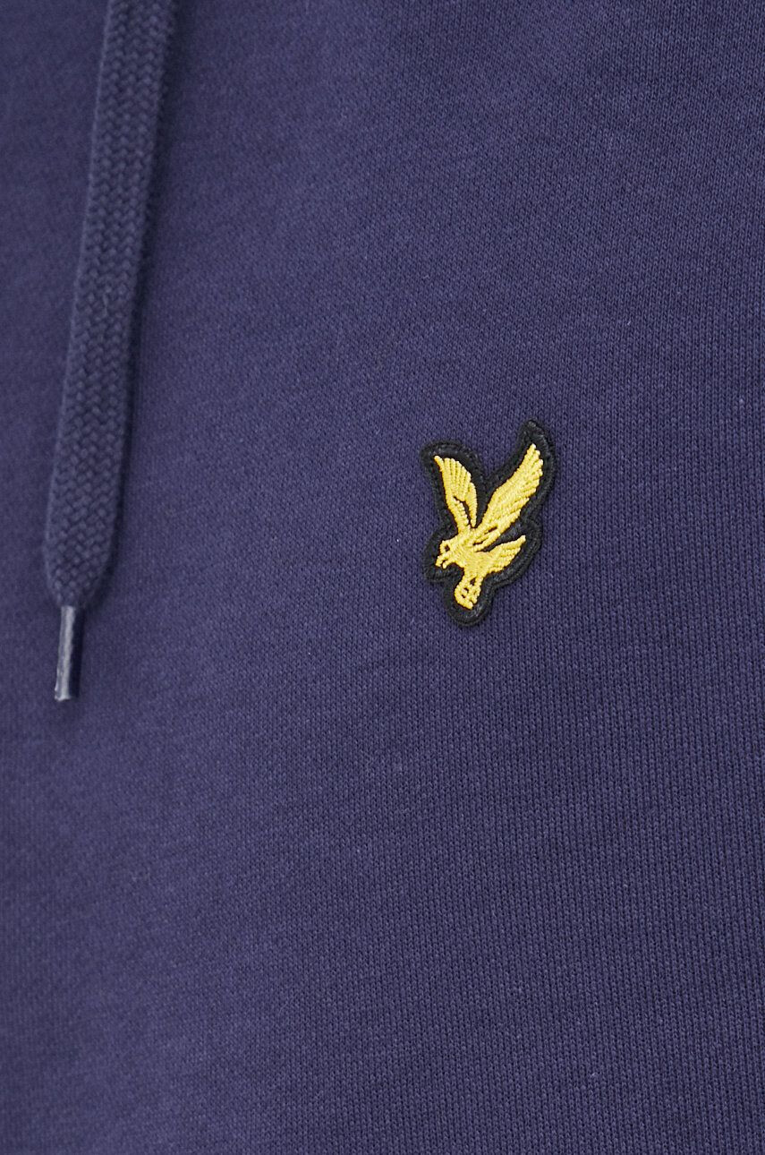 Lyle & Scott Памучен суичър в тъмносиньо с качулка с изчистен дизайн - Pepit.bg