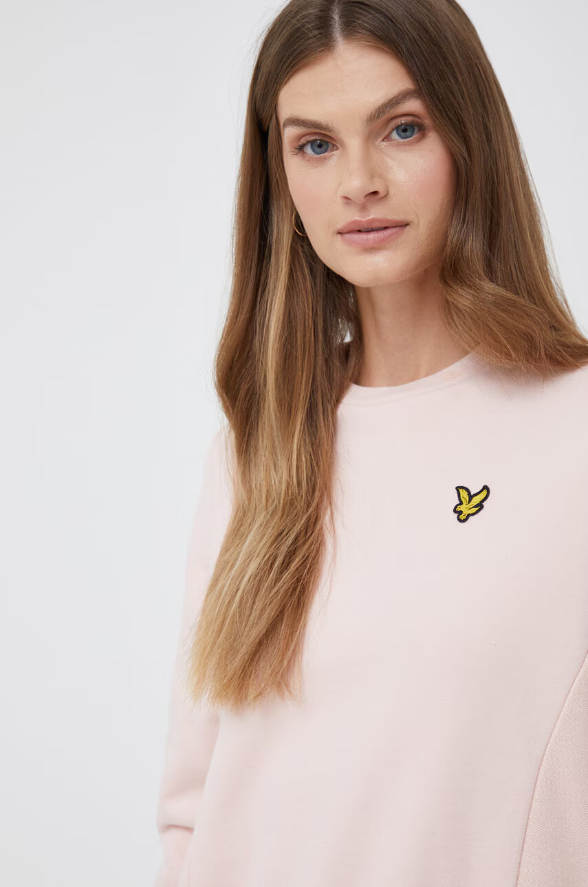 Lyle & Scott Памучен суичър в розово с изчистен дизайн - Pepit.bg