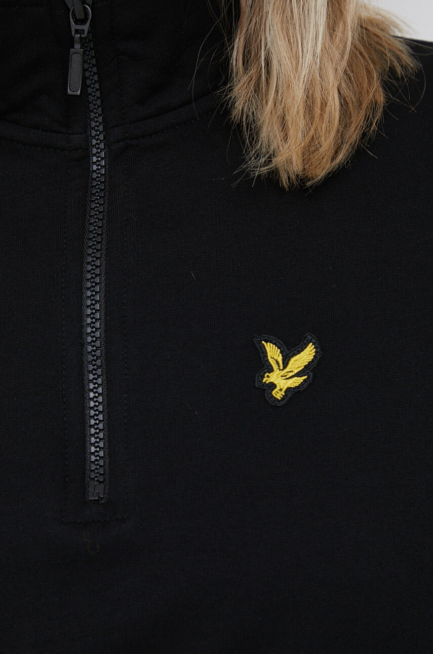Lyle & Scott Памучен суичър в черно с изчистен дизайн - Pepit.bg