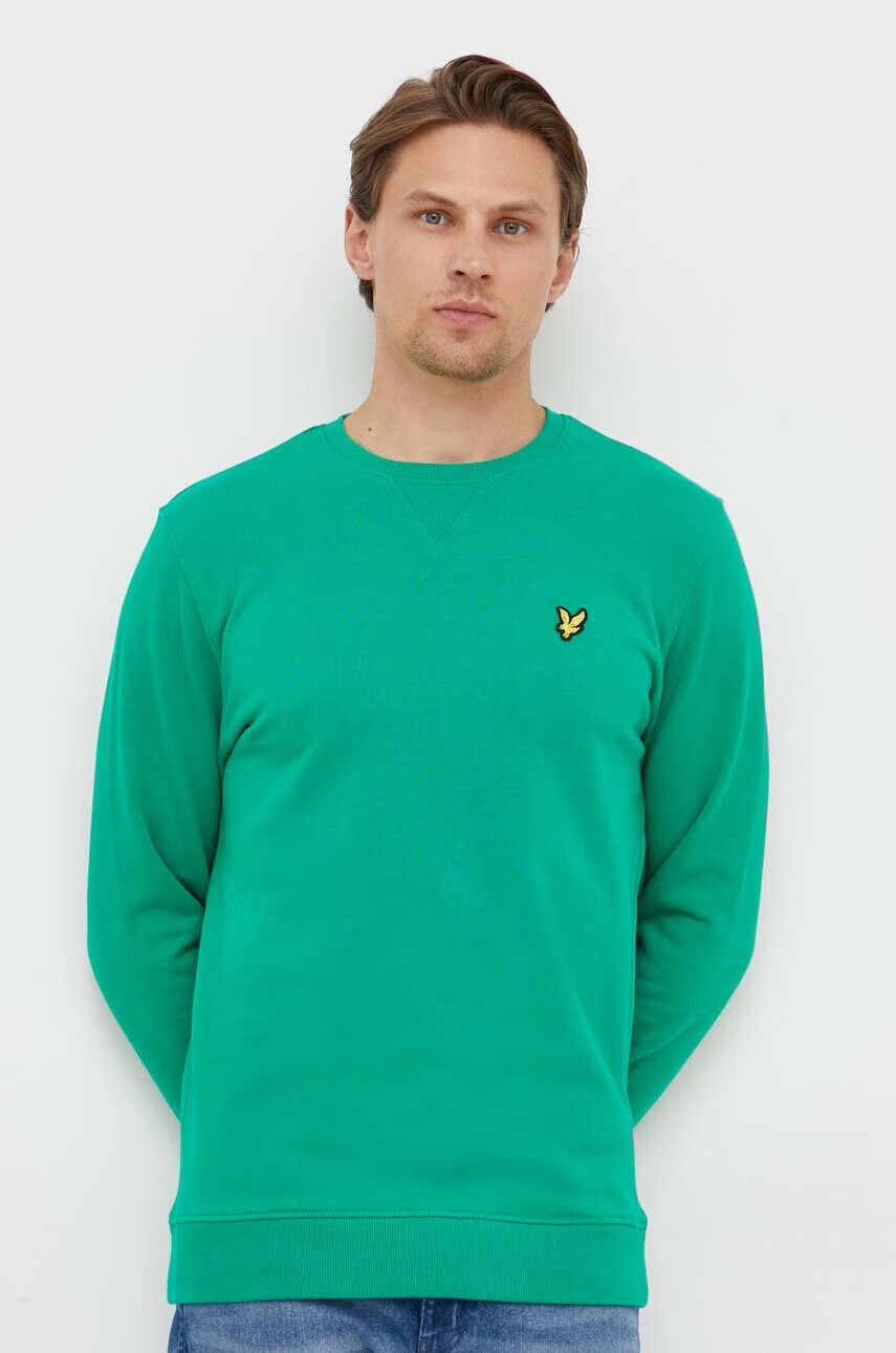 Lyle & Scott Памучен суичър в зелено с изчистен дизайн - Pepit.bg