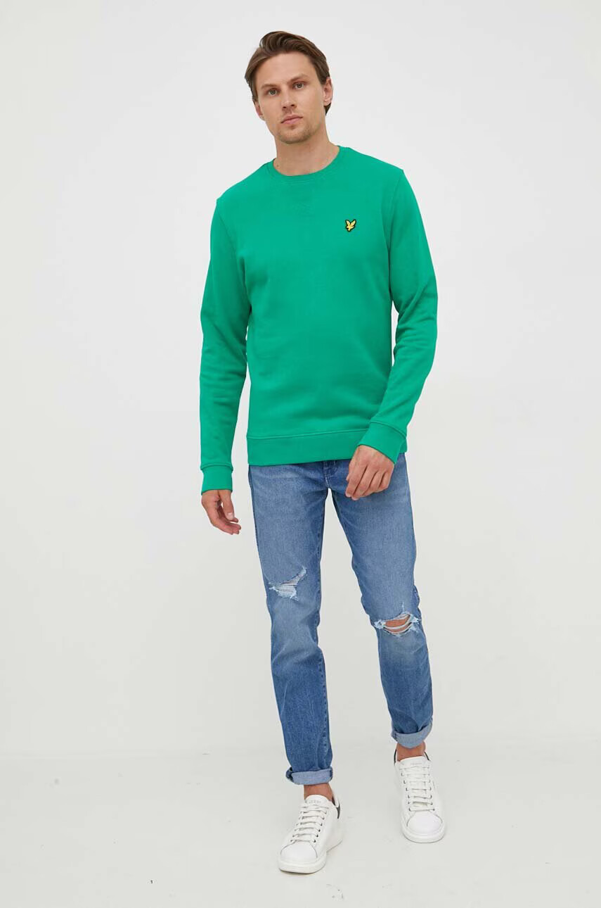 Lyle & Scott Памучен суичър в зелено с изчистен дизайн - Pepit.bg