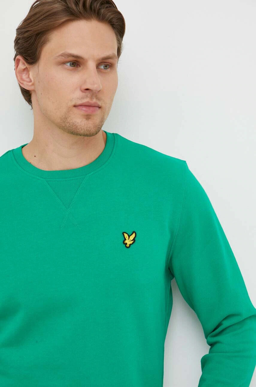 Lyle & Scott Памучен суичър в зелено с изчистен дизайн - Pepit.bg