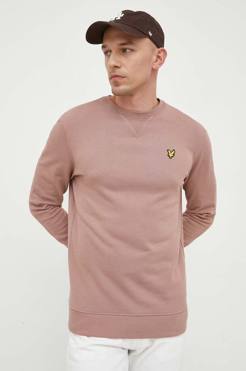 Lyle & Scott Памучен суичър в розово с апликация - Pepit.bg