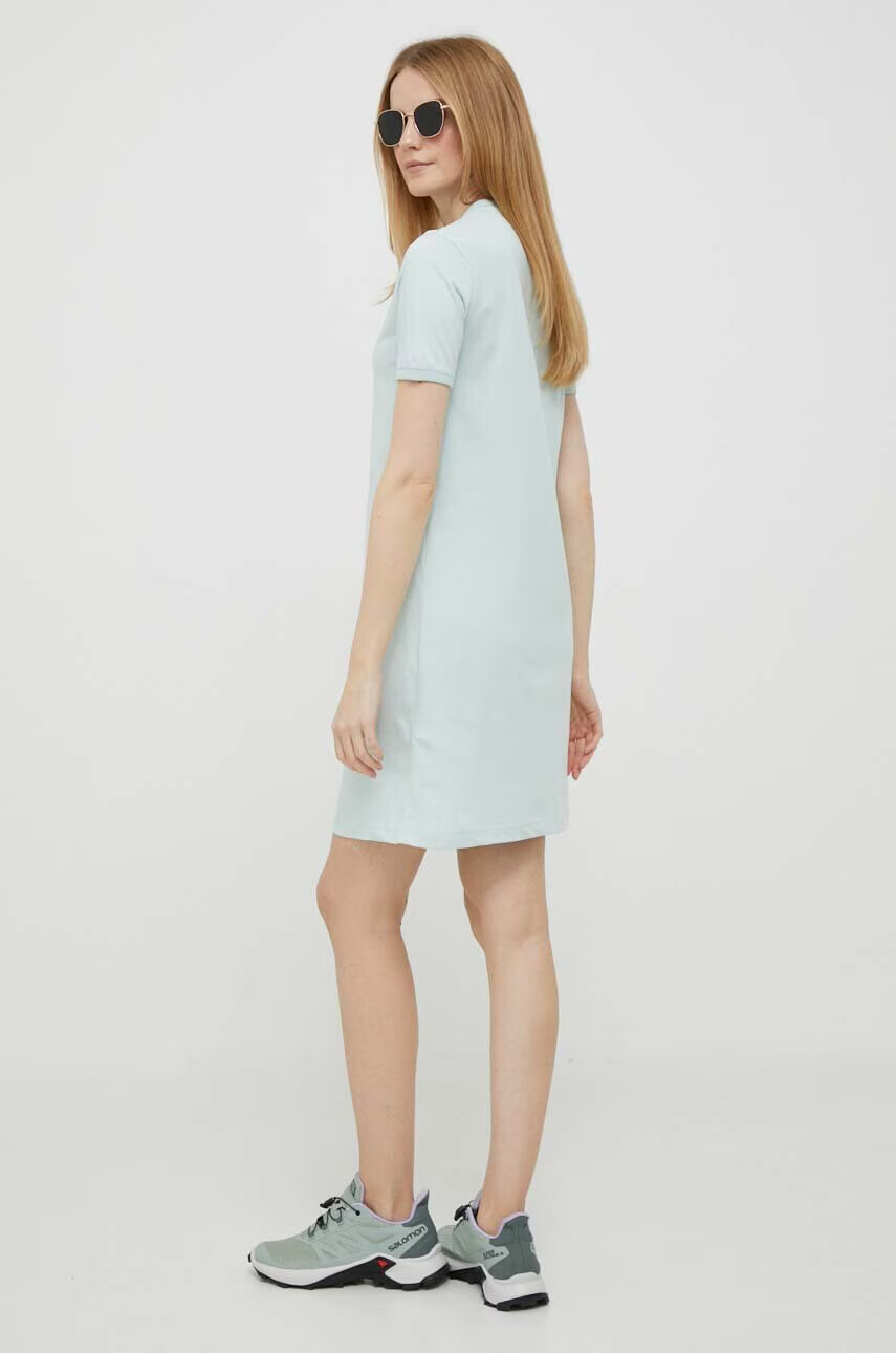 Lyle & Scott Памучна рокля в тюркоазено къс модел със стандартна кройка - Pepit.bg