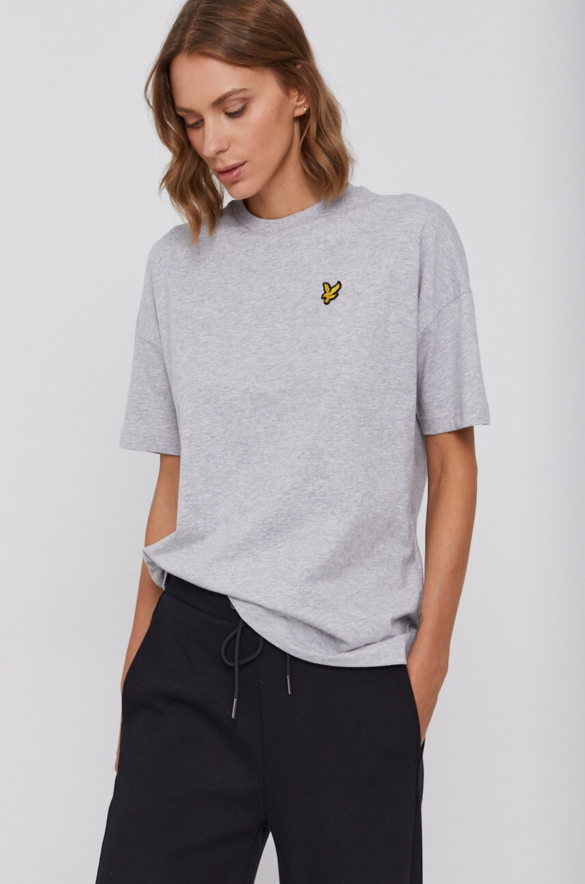 Lyle & Scott Памучна тениска в сиво - Pepit.bg