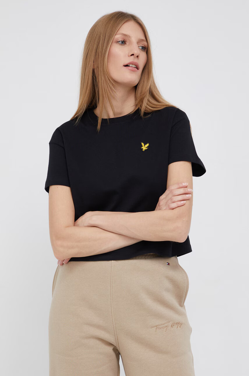 Lyle & Scott Памучна тениска в черно - Pepit.bg