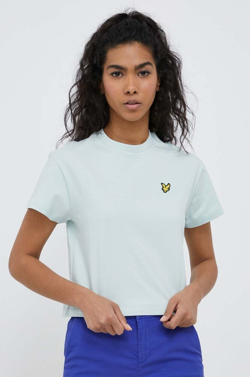 Lyle & Scott Памучна тениска в тюркоазено - Pepit.bg