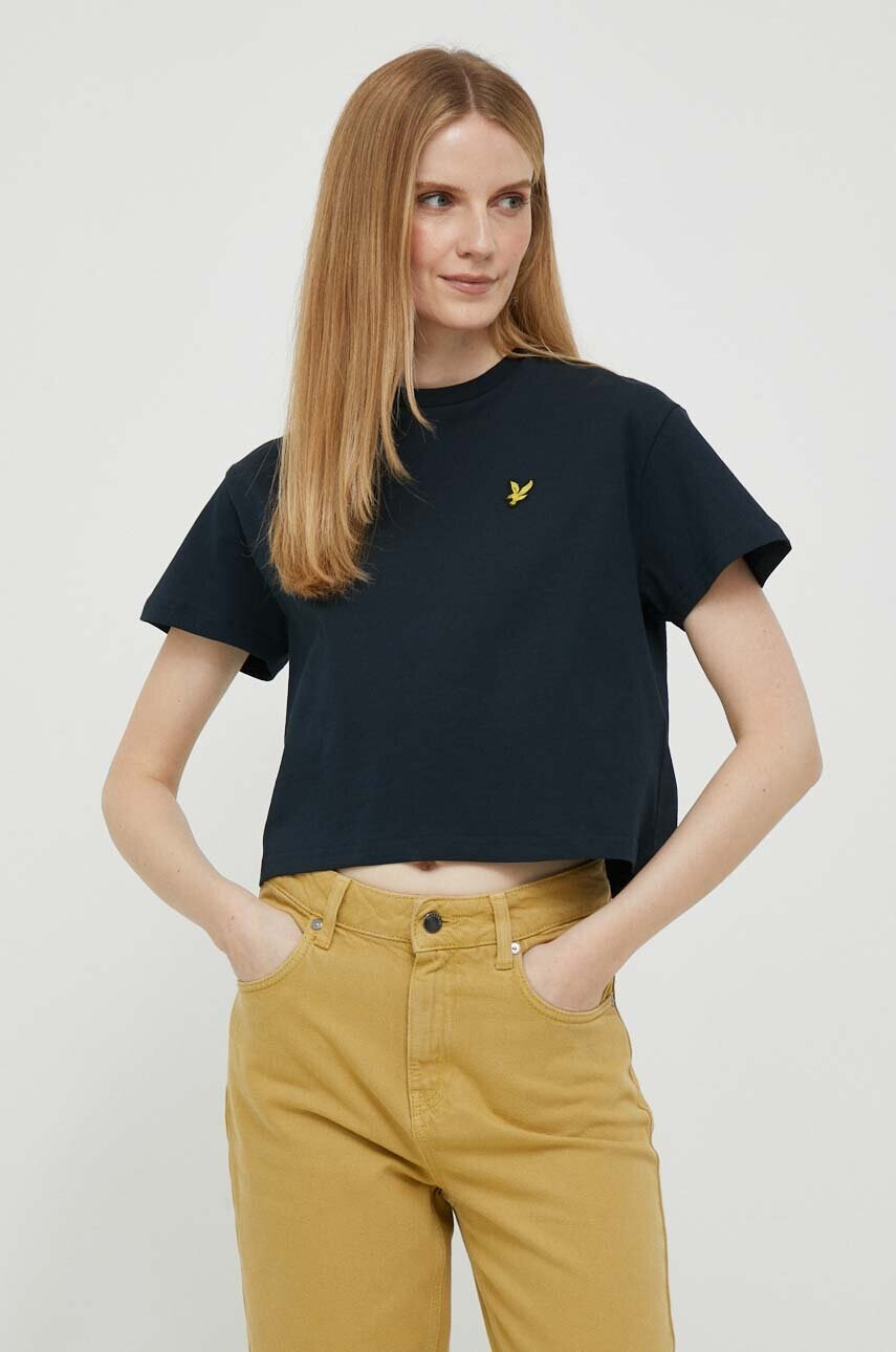 Lyle & Scott Памучна тениска в тъмносиньо - Pepit.bg