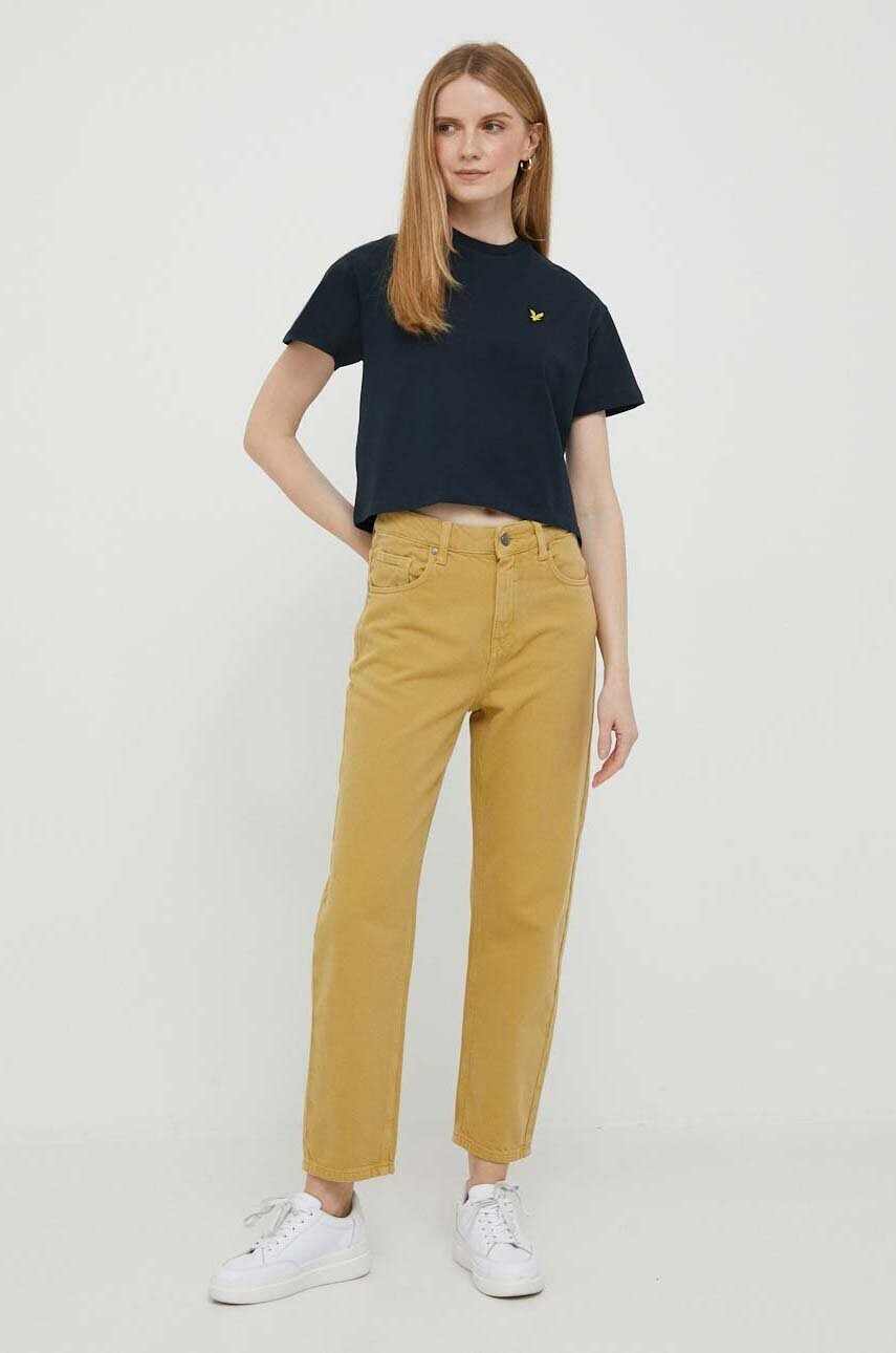 Lyle & Scott Памучна тениска в тъмносиньо - Pepit.bg