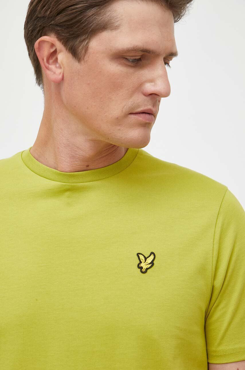 Lyle & Scott Памучна тениска в зелено с изчистен дизайн - Pepit.bg