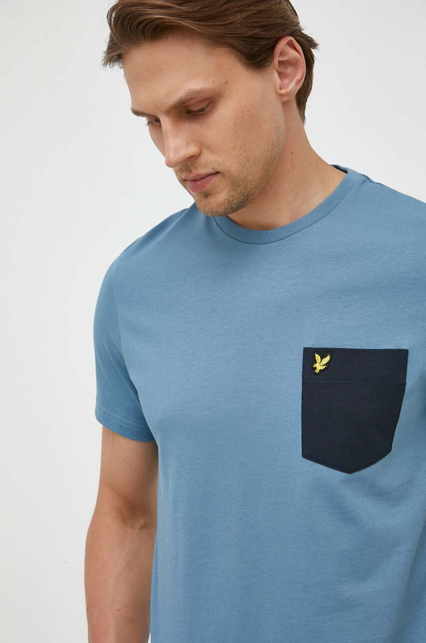 Lyle & Scott Памучна тениска в синьо с десен - Pepit.bg