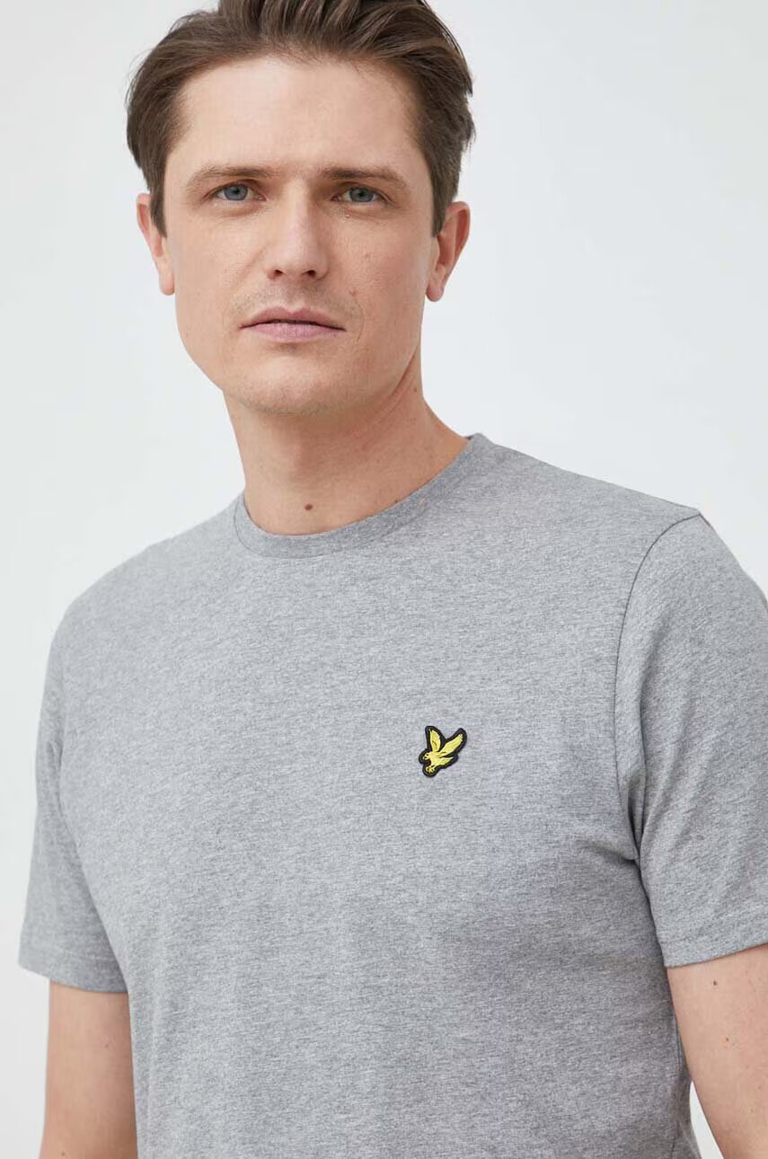Lyle & Scott Памучна тениска в сиво меланж на - Pepit.bg