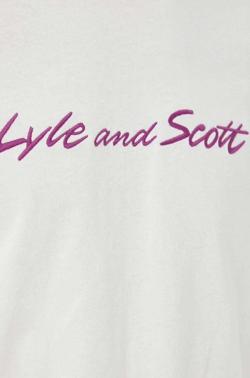Lyle & Scott Памучна тениска в бежово с апликация - Pepit.bg