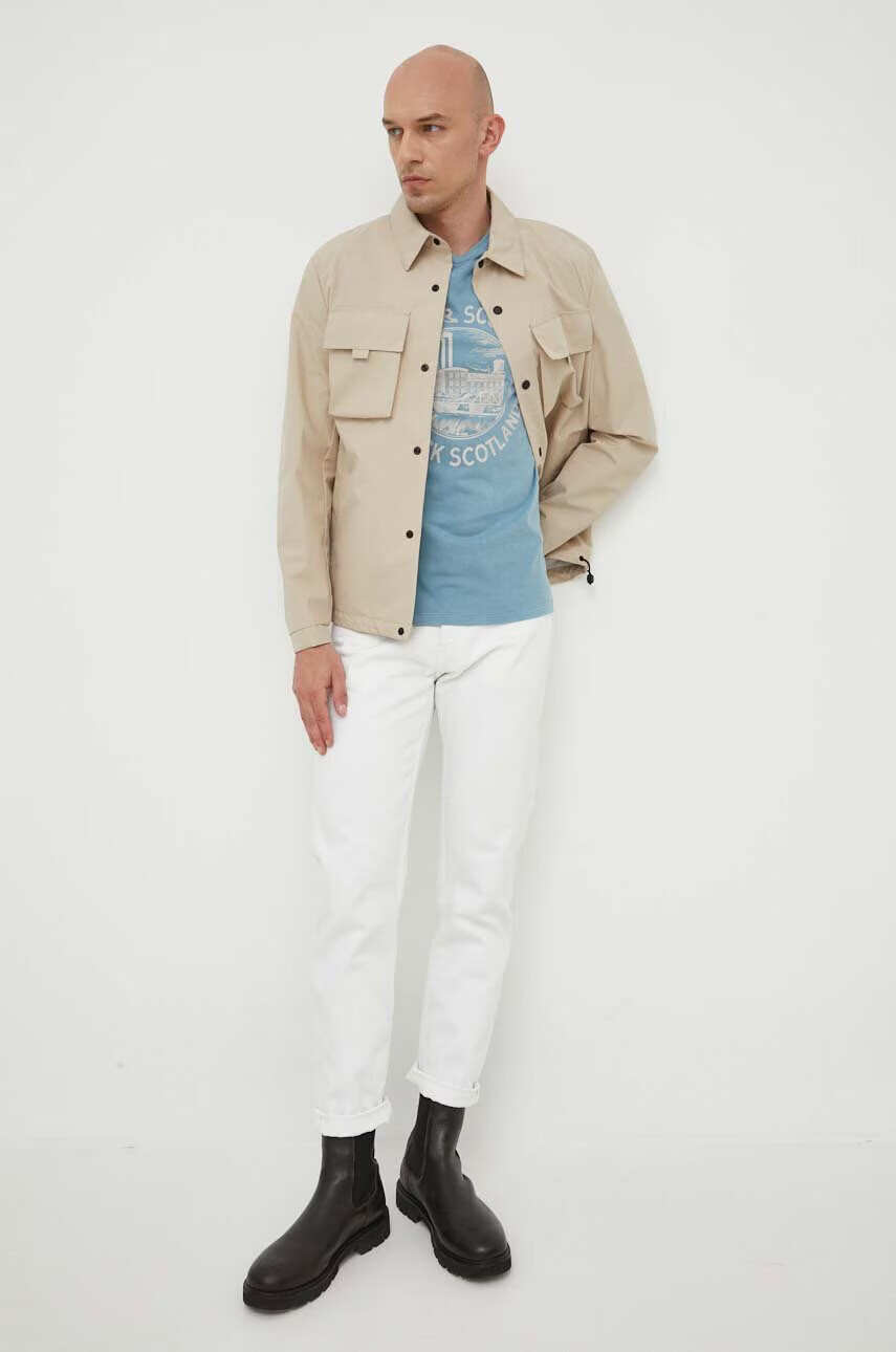 Lyle & Scott Памучна тениска в синьо с принт - Pepit.bg